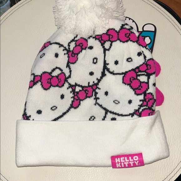 Hello Kitty Other - Hello Kitty White and Pink Beanie with Pom Pom